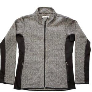 ANDREW MARC NY Herringbone Jacket Women's Medium Grey Black Zip Pockets Pristine